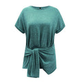 Irregular Knot Design Solid Color Round Neck Short-sleeve T-shirt