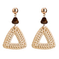 Fashion Cane Woven Triangle Shape Drop Earrings