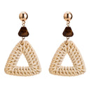 Fashion Cane Woven Triangle Shape Drop Earrings