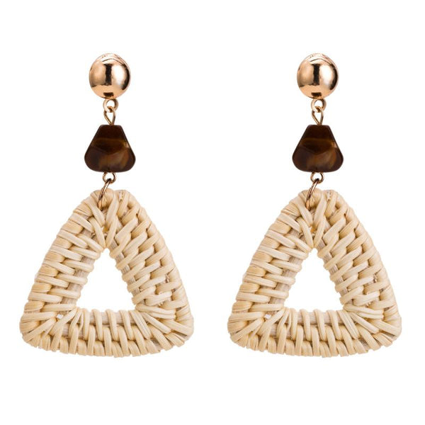 Fashion Cane Woven Triangle Shape Drop Earrings