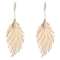 Exaggerated Feather Shape Plated Alloy Drop Earrings