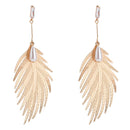 Exaggerated Feather Shape Plated Alloy Drop Earrings