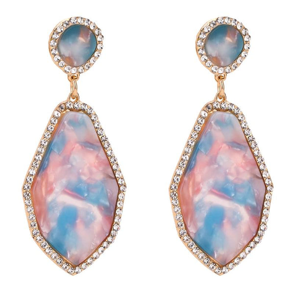 Exaggerated Geometric Shape Resin Gemstone Drop Earrings