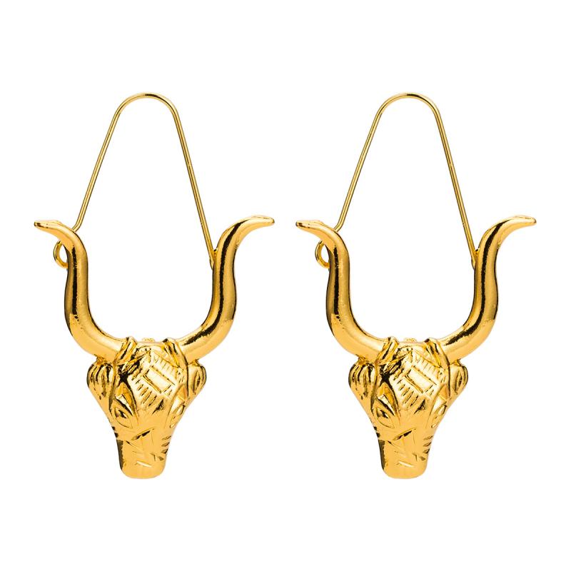 Fashion Taurus Shape Good Quality Golden Alloy Hoop Earrings