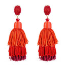 Women Exaggerated Multicolor Long Length Tassel Earrings