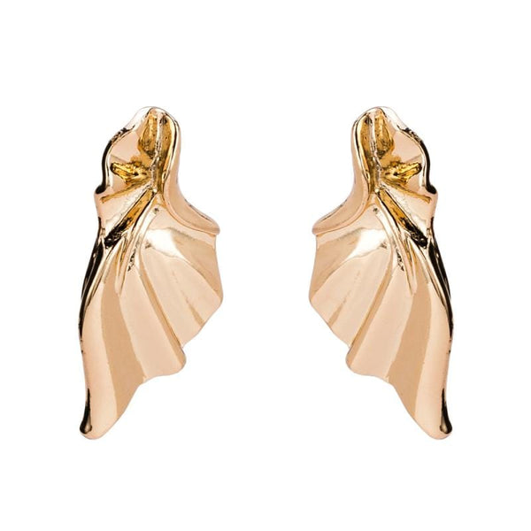 Women Creative Uneven Surface Plated Alloy Stud Earrings