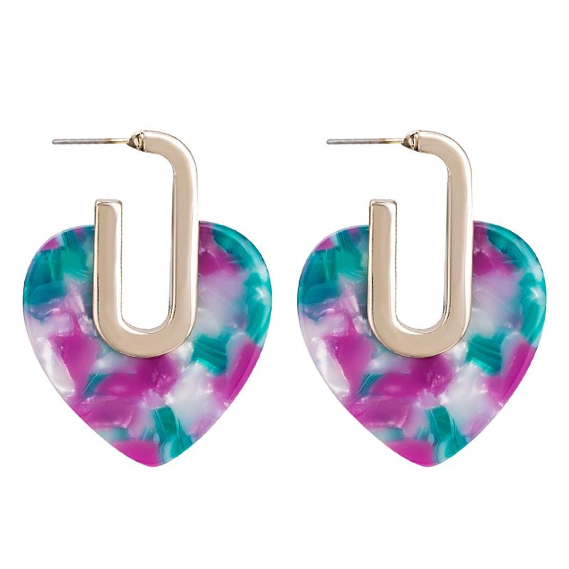 Heart Shape Fashion Marbling Pattern Alloy Earrings