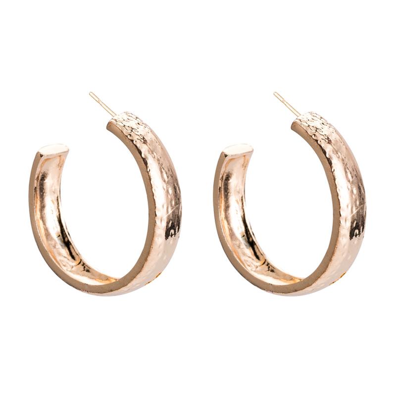 Modern Lady Simple Design Plated Alloy Round Shape Hoop Earrings