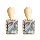 Fashion Marbling Pattern Geometric Square Shape Acrylic Earrings