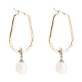 Elegant Women Simple Imitation Pearl Alloy Hoop Earrings