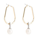 Elegant Women Simple Imitation Pearl Alloy Hoop Earrings