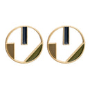 Creative Asymmetric Color Blocking Enameled Alloy Stud Earrings