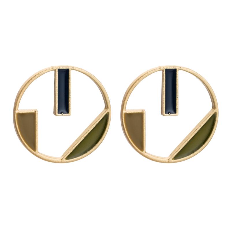 Creative Asymmetric Color Blocking Enameled Alloy Stud Earrings