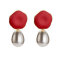 Elegant Women Imitation Pearl Unique Enameled Stud Earrings