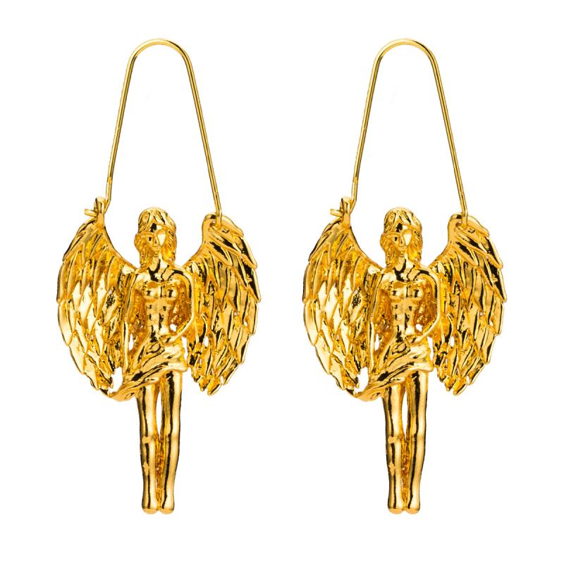 Fashion Virgo Shape Good Quality Golden Alloy Hoop Earrings