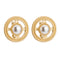 Creative Round Shape Button Pattern Golden Alloy Pearl Earrings