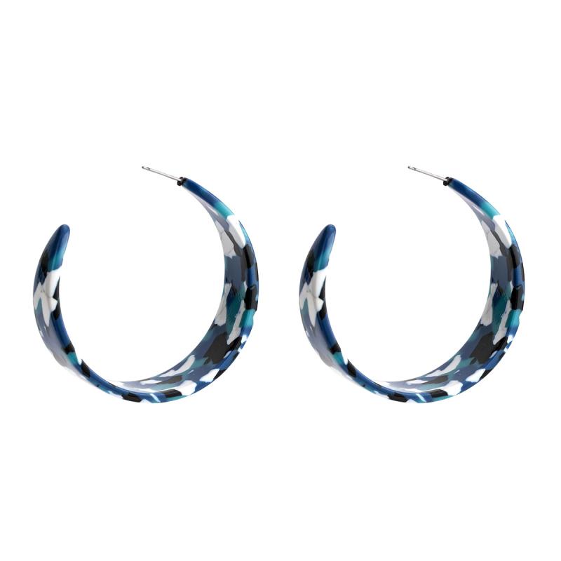 Fashion Simple C Shape Marbling Pattern Acrylic Hoop Pearrings