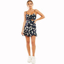 Knotted Design Sleeveless Floral Print Frilled Dress