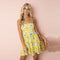 Fashion Fresh Style Flower Lemon Print Large Hem Dress