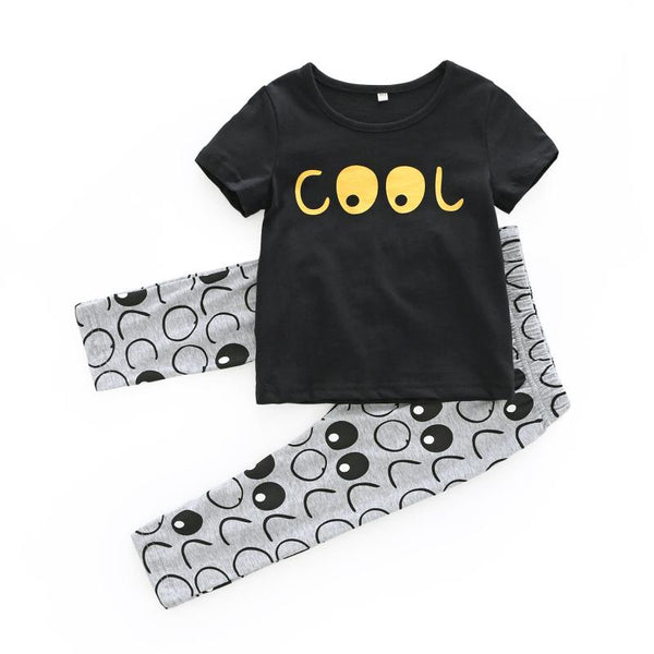 2 Pcs Boys Cotton Cute T-shirts And Printed Pants