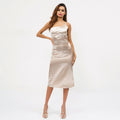 Asymmetric One Strap Design Women Solid Color Backless Party Dress