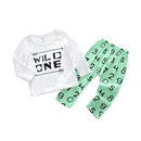 2 Pcs Baby Cotton Letter Printed Tops And Pants