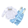 2 Pcs Boys Cotton White Shirts And Candy Color Jumpsuits