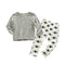 2 Pcs Baby Cotton Solid Color Tops And Eyes Printed Pants