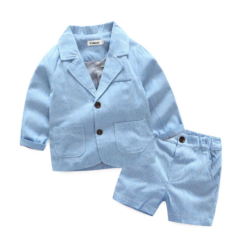 2 Pcs Boys Cotton Solid Color Coats And Shorts