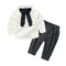 2 Pcs Girls Cotton White Blouse And Stripes Printed Pants