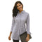 Women Office Wear Classic Stripes Print Lapel Collar Blouse