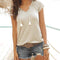 Casual Lady Summer Vacation Short-sleeve Tassel T-shirt