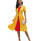 Fashion Contrast Design Short-sleeve Large Hemline Dress
