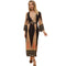 Flare Sleeve Deep V Neck Geometric Contrast Boho Dress