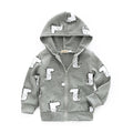 Boys Cotton Cute Hippo Printed Zipper Hooded Coat