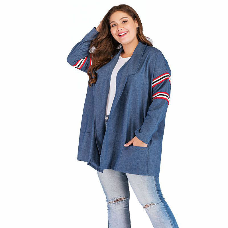 Casual Loose Pattern Denim Color Long-sleeve Outwear