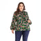 Elegant Women Long -sleeve Ribbon Bowknot Design Multicolor Printed Blouse