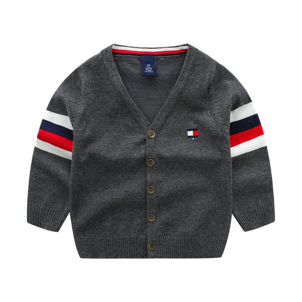 Boys Cotton Button Design Long Sleeves Knitted Coat