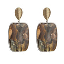 Fashion Exaggerated Rectangle Shape Marbling Acrylic Earrings