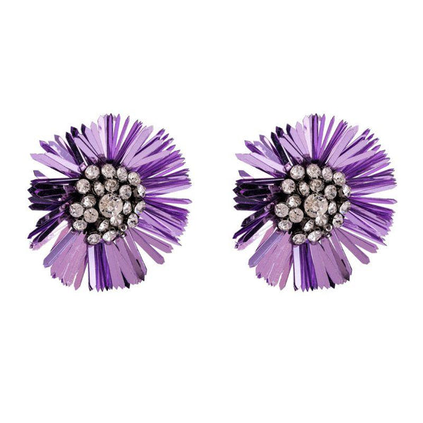 Fresh Style Beaded Flower Shape Metal Stud Earrings