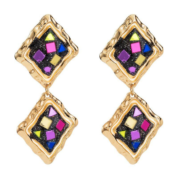 Exaggerated Double-layer Rhombus Shape Vintage Earrings