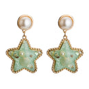 Exaggerated Star Shaped Women Vintage Resin Pearl Earrings