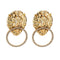 Creative Lion Head Design Rhinestone Alloy Circle Earrings