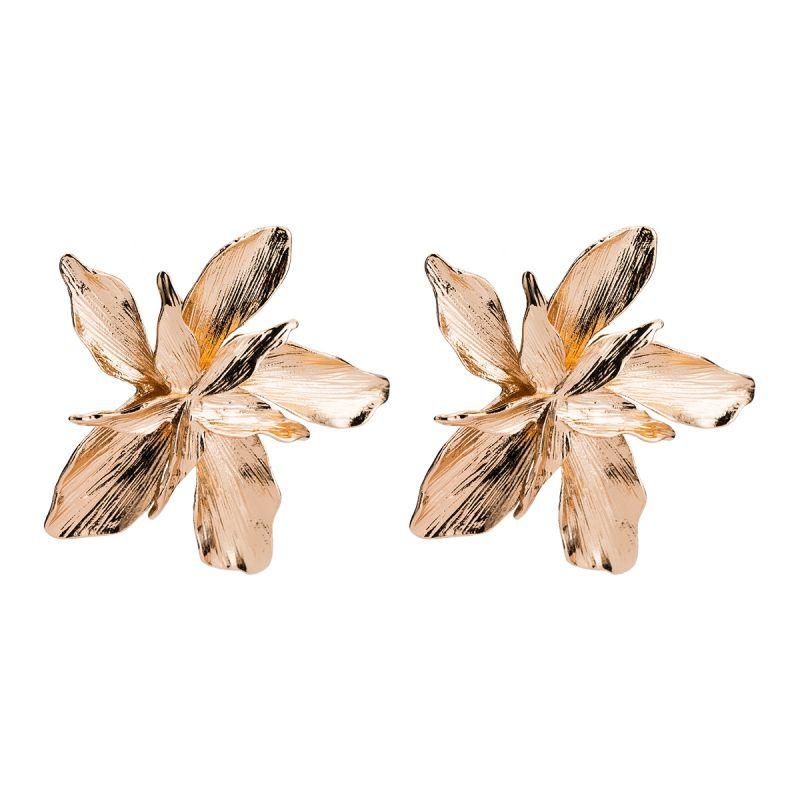 Exaggerated Big Size Flower Shaped Metal Stud Earrings