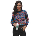 Multicolor Knitting Women Long-sleeve Pullover Geometric Sweater