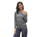 Casual Style Women Scoop Neck Long Sleeve Words Print T-shirt