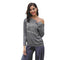 Casual Style Women Scoop Neck Long Sleeve Words Print T-shirt