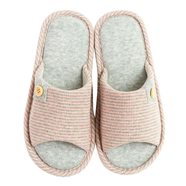 Fresh Stripes Design Soft Towelling Peep-toe Indoor Slippers Shoes