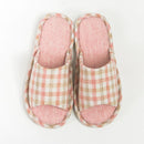Freshing Plaid Design Soft Towelling Peep-toe Indoor Slippers Shoes