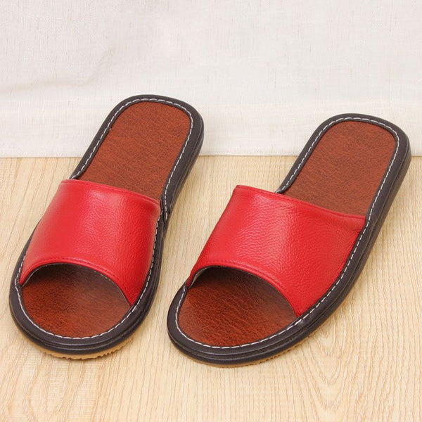 Good Quality Leather Handmade Stitching Anti Skid Slippers Shoes